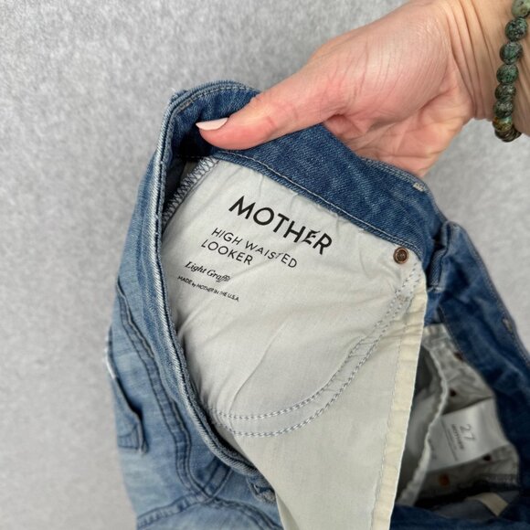 Mother Womens Looker High Waisted Skinny Jeans Size 27 Light Graffiti Wash READ - Picture 9 of 16